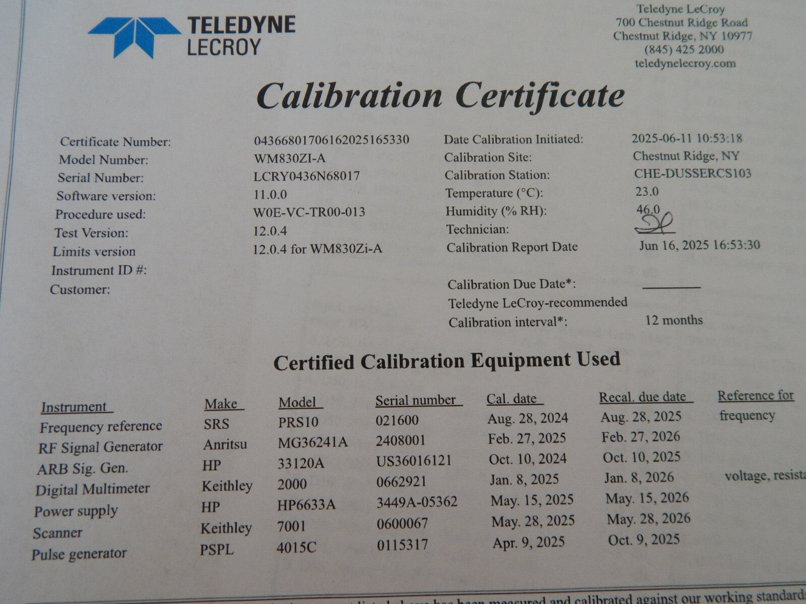 LeCroy SDA830Zi-A w/HDTV,JTA2,XDEV oscilloscope OEM cal 6/16/25, LCRY0436N68017 LeCroy SDA830Zi-A w/HDTV,JTA2,XDEV oscilloscope OEM cal 6/16/25, LCRY0436N68017
